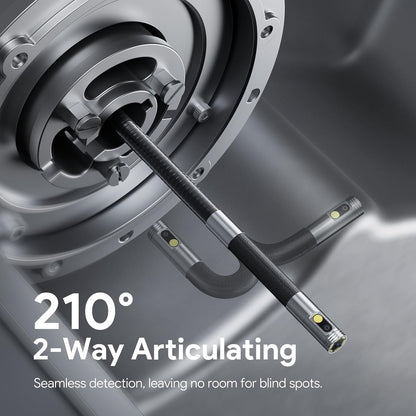 DEPSTECH Endoscoop met dubbele lens met 210 graden tweeweg-scharnier, industriële endoscoopcamera met verlichting, 0,33 inch sonde, 3M waterdichte flexibele slangenbuis, video-inspectiecamera-tool