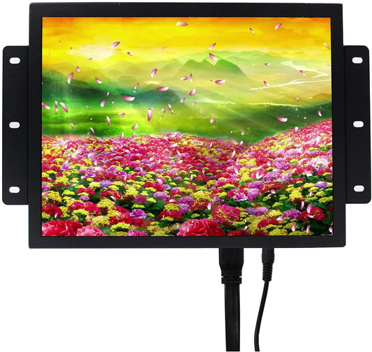 VSDISPLAY Draagbare industriële monitor, 12,1 inch 800x600 700nit TFT LCD-scherm en VGA DVI-poort, dubbele luidspreker, metalen behuizing en voeding