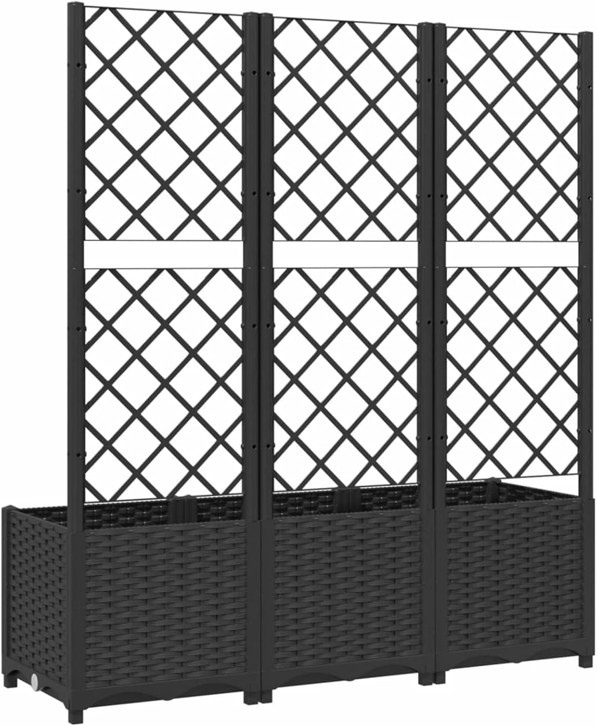 Gecheer Planter with trellis garden fence frost and UV resistant trellis climbing aid planter flower box flower box black 120x40x136 cm polypropylene - QUORE