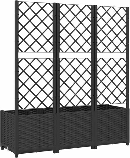 Gecheer Planter with trellis garden fence frost and UV resistant trellis climbing aid planter flower box flower box black 120x40x136 cm polypropylene - QUORE