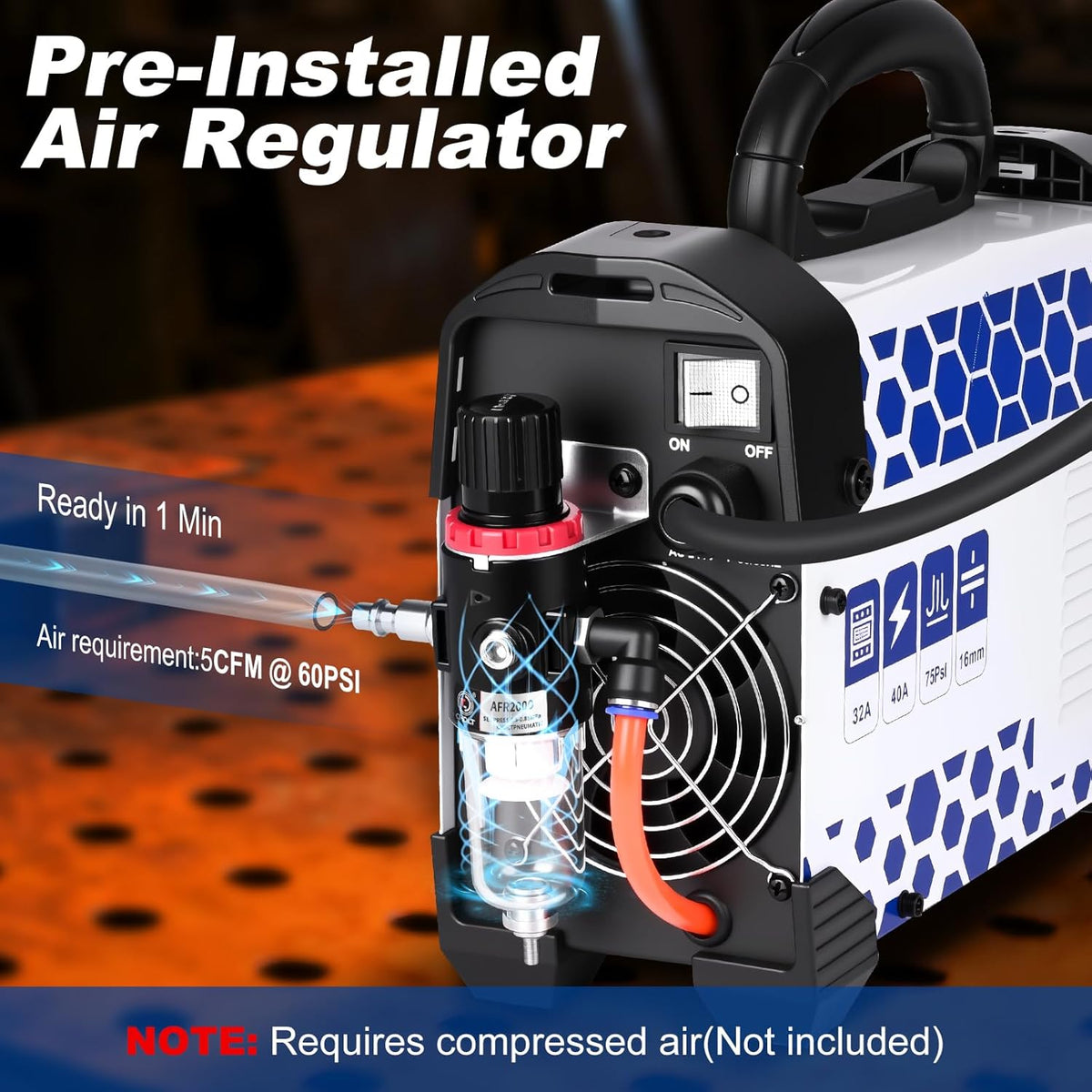 REBOOT 40A lage frequentie niet-contact plasma-snijapparaat 230V IGBT | Max. snijdikte 25mm, 2T/4T brander voor roestvrij staal, aluminium, koper | model RBC4000LF