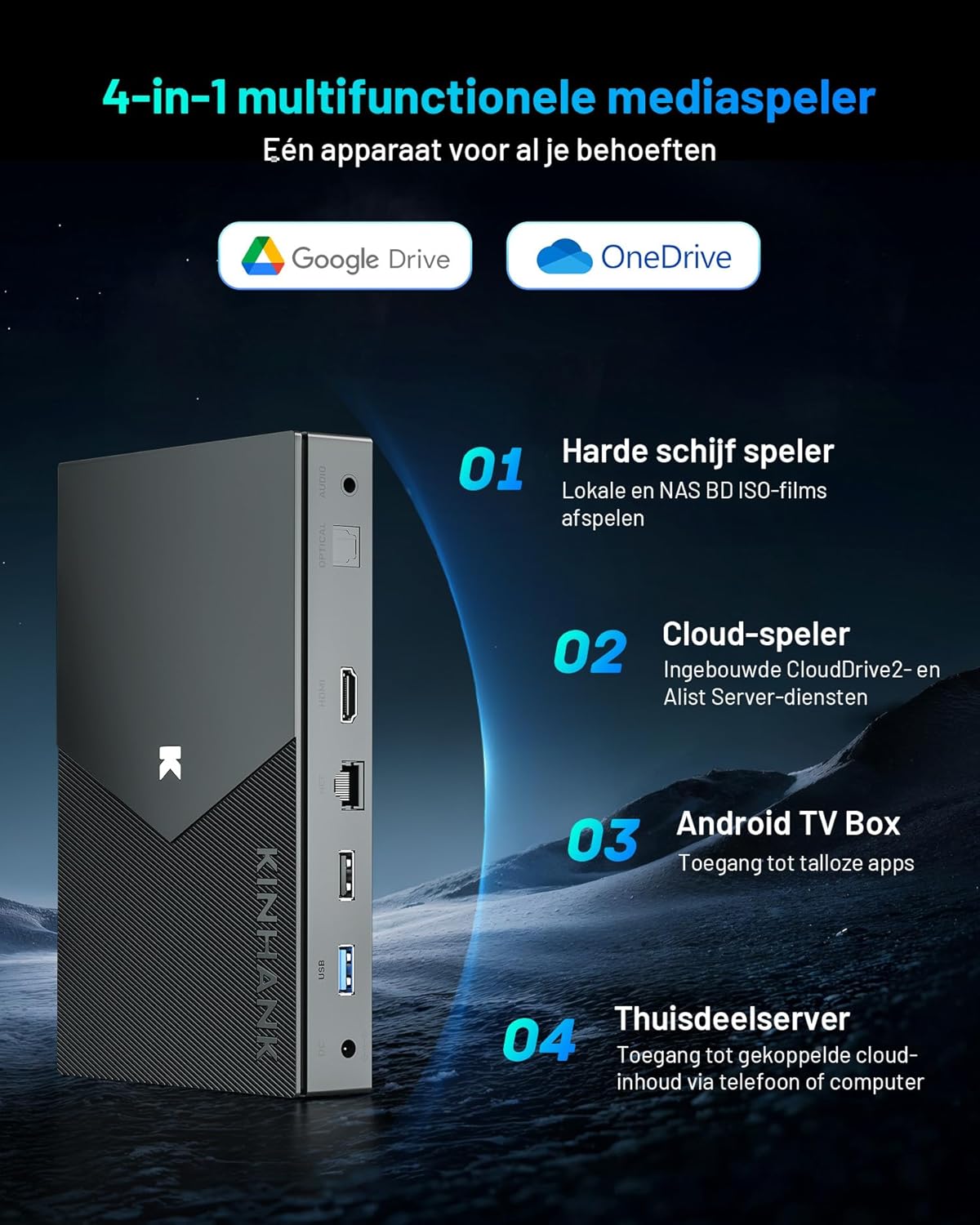 Kinhank 8K Android TV Box Compatible with Dolby Vision, Atmos, DTS X, HDR10+, 8K@60fps BD ISO, 4+64G Media Player, S928X-K/WiFi 6/BT 5.2/Gigabit Ethernet/USB 3.0/AV1/HDMI 2.1,Widevine L1,Poster Wall - QUORE