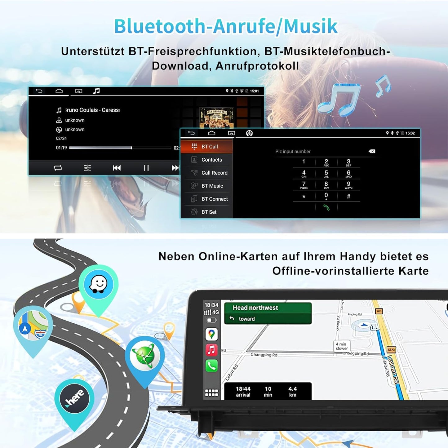 Android 14 Autoradio – Multimedia Systeem – Navigatie Unit – Infotainment Speler – Touchscreen Radio – 10,25 Inch HD IPS Scherm – Draadloos CarPlay & Android Auto