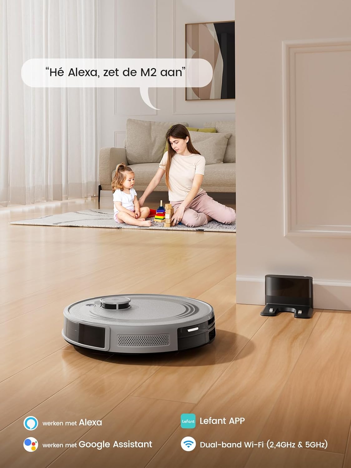 Robotstofzuiger – Stofzuigerrobot – Dweilrobot – Automatische Vloerwisser – Dweilstofzuiger – Compact Formaat – Stil in Gebruik