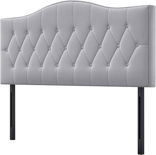 Hoofdeinde Bed – Bedpaneel – Bedwand – Gestoffeerd Hoofdeinde – Grijs Polyester – Comfortabele Foamvulling – Stabiele Populierenhout Constructie 185x8x134 cm - QUORE