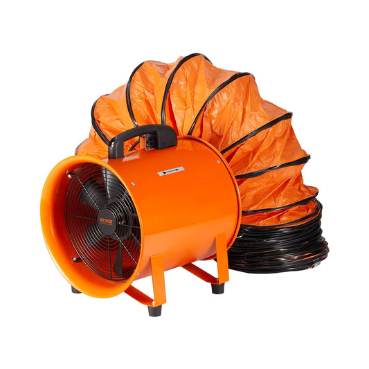 VEVOR Construction fan, 145 W AC motor, construction fan, 2900 rpm, 1020 CFM (1733 m3/h), axial fan with 8 m hose, axial fan, 79 dB, noise level, industrial fan