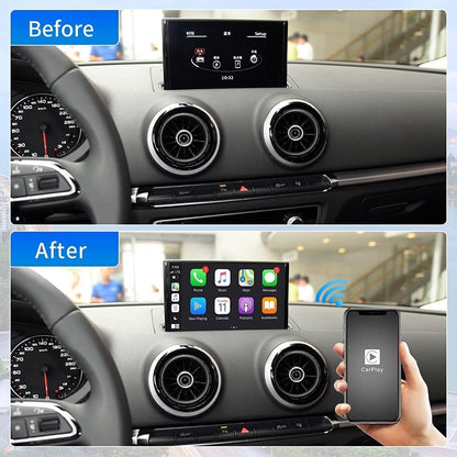 Retrofit Kit Decoder met Wireless CarPlay & Android Auto voor Audi A3/S3 2013-2018, Ondersteuning Mimrorlink, Youtube, GPS Achteruitrijcamera, Siri