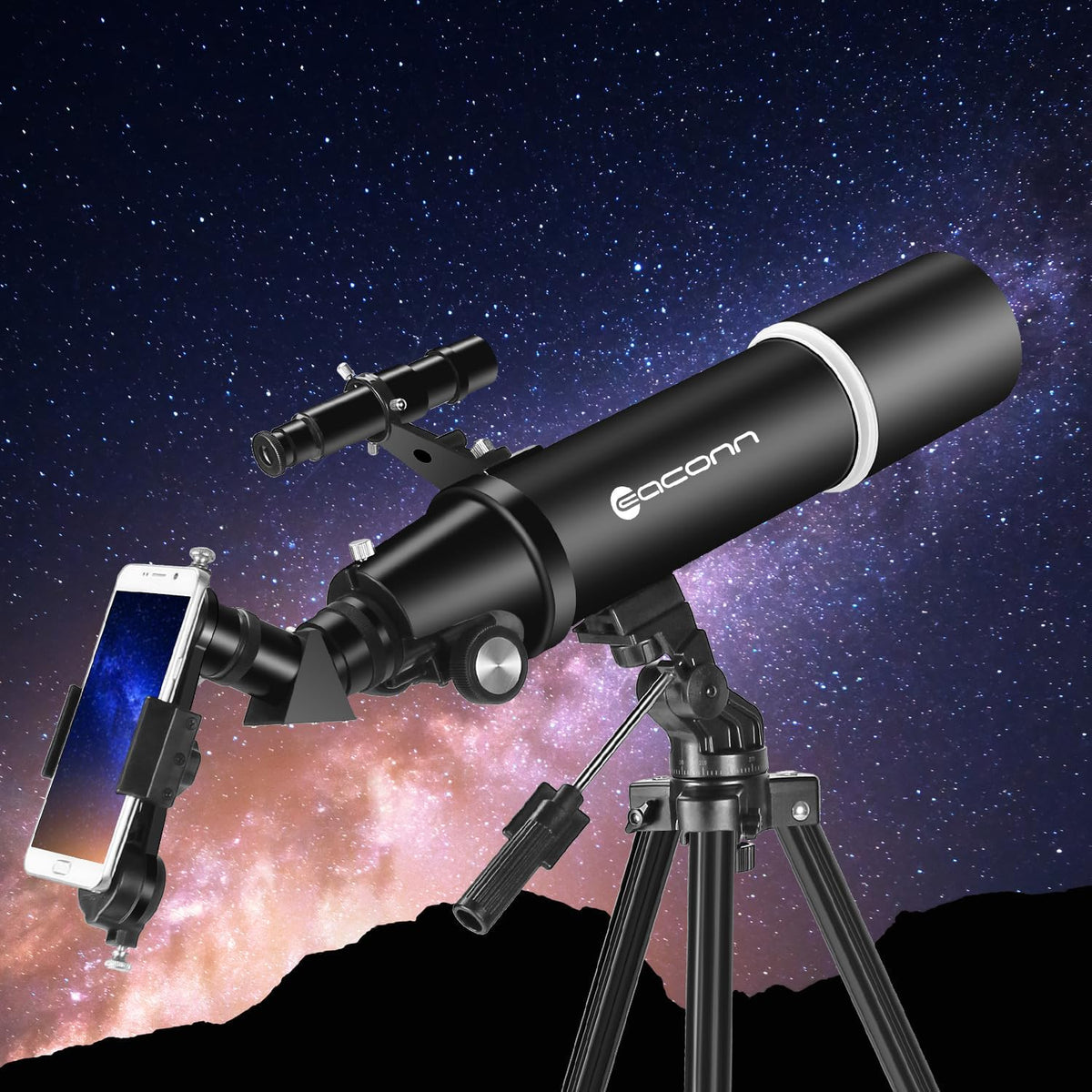 Telescoop, astronomie telescoop voor volwassenen, 80 mm Aperture 600 mm draagbare reisscoop voor beginners en kinderen met statief telefoon adapter rugzak