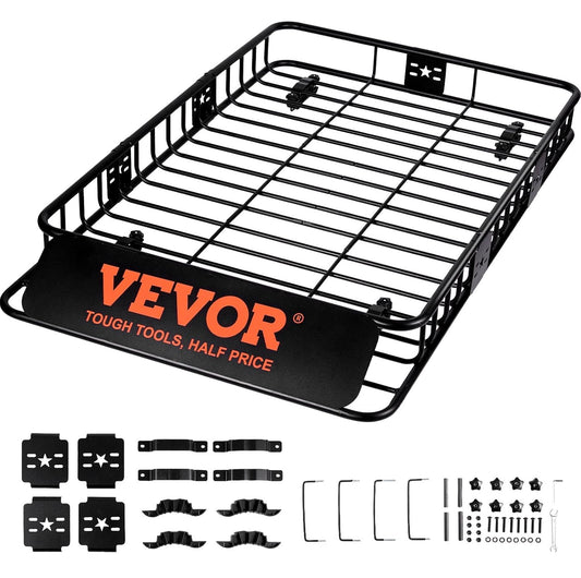 VEVOR Dak Rack Mand Auto Dak Mand Universele 1630 x 990 x 152 mm, Dak Rack Tub 90 kg Laadvermogen Rail Carrier Cargo Bagage Rack Zwart voor Camping, Barbecue, Auto Travel