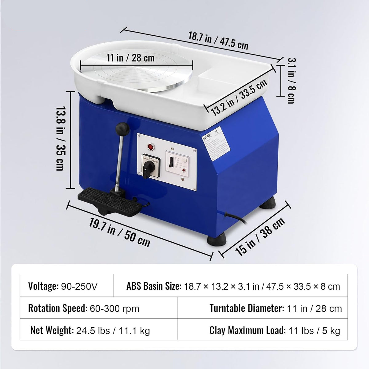 Keramische Wielmachine – Draaitafel – Pottenbakkersmachine – Keramiekmotor – Boetseermachine – 450W Motor – 28 cm Draaiplateau