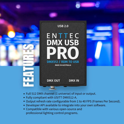 USB naar DMX/RDM interface – DMX interface – USB DMX interface – DMX dongle – DMX converter – 1 universum, 512 kanalen – 1500 V volledige isolatie en interne frame buffering