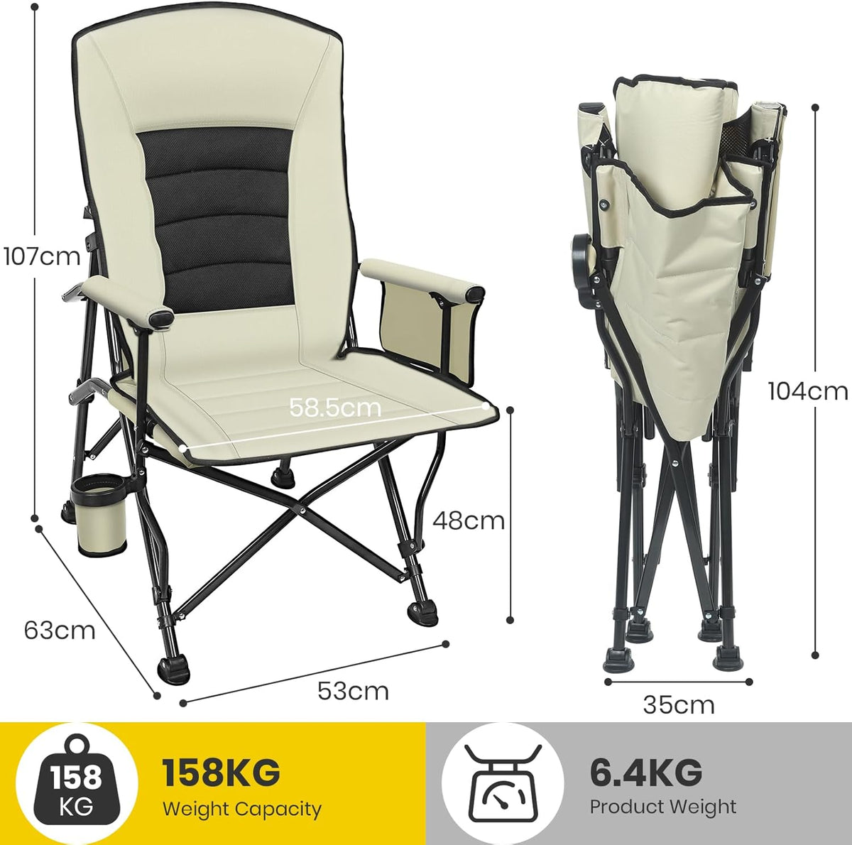 XGEAR Verstelbare Hard Arm Stoel Met Opvulling Khaki