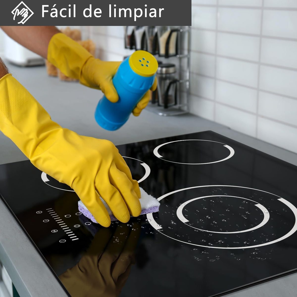 Keramische kookplaat 5200W, Jessier 3-zones elektrisch kookplaat, Ingebouwde kookplaat met 9-vermogensniveaus instelling, Pauzefunctie, Timer, Touch Control, Kinderslot Zwart