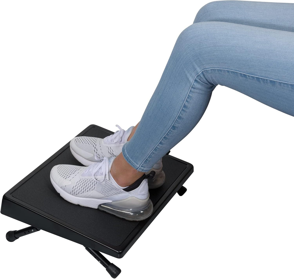 Wedo 103211501 voetensteun EDV, plaatstaal, antislip rubberen bekleding, 4 treden helling, afgeronde randen, rubberen voetjes, TÜV/GS getest, zwart