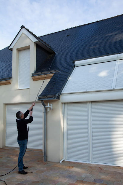Multirex PowerJet 2 elektrische sproeier 12 V, bereik 10 m, looptijd 5 uur, pomp 5,5 bar met drukschakelaar, carbon lans 1,5 m, 7 sproeiers, externe afzuiging, ontschuimen daken gevels