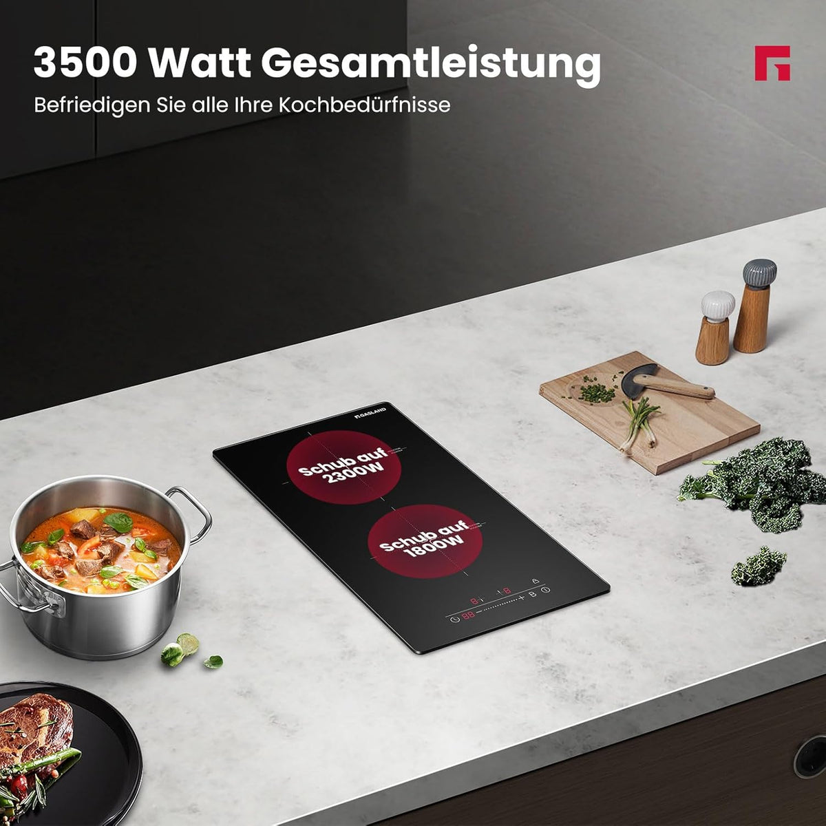 Inductiekookplaat – Elektrische Kookplaat – Mobiel Fornuis – Inductievuur – Draagbare Kookplaat – 2 Kookzones 1500W & 2000W – Kinderslot en Timer – Touch Control – Zwart Kristalglas – 9 Vermogensstanden