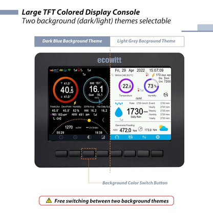 ECOWITT HP2553H WLAN-weerstation, 7-in-1 met 7 inch TFT-kleurendisplay, buitensensor WS80 met ultrasone windmeter + regenmeter WH40H + temperatuur- en vochtigheidssensor WN32