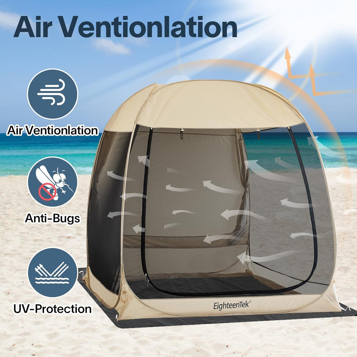 EighteenTek SUV Auto Tent Pop Up Camping Outdoor Reizen Scherm Huis Kamer Onderdak Mesh Muren Bevestiging Niet Waterdicht 7'x7'x7.2'H
