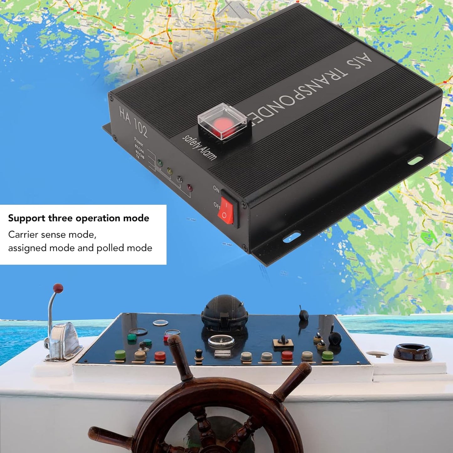 AIS Transceiver, 156.025 Tot 162.025MHz DSC Ontvangst Marine Dual Channel AIS Ontvanger Transponder met GPS Ontvanger, 3 Mode, Uitgerust met SOS Veiligheidsknop
