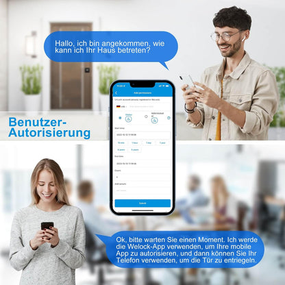 WELOCK PBL Elektronisch deurslot, deurslotcode met app, instelbare elektronische deursluitcilinder voor deurdiktes van 50-100 mm, elektronisch deurslot, huisdeur, zilver, SmartLock