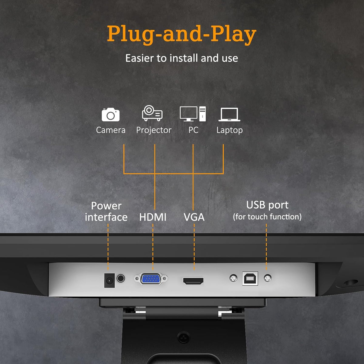 17 inch POS-touchscreen-monitor, Full HD 1280 x 1024 capacitief touchscreen met HDMI/VGA-ingang, zware metalen standaard, voor retail, restaurant, bar, sportschool, magazijn en kassasysteem