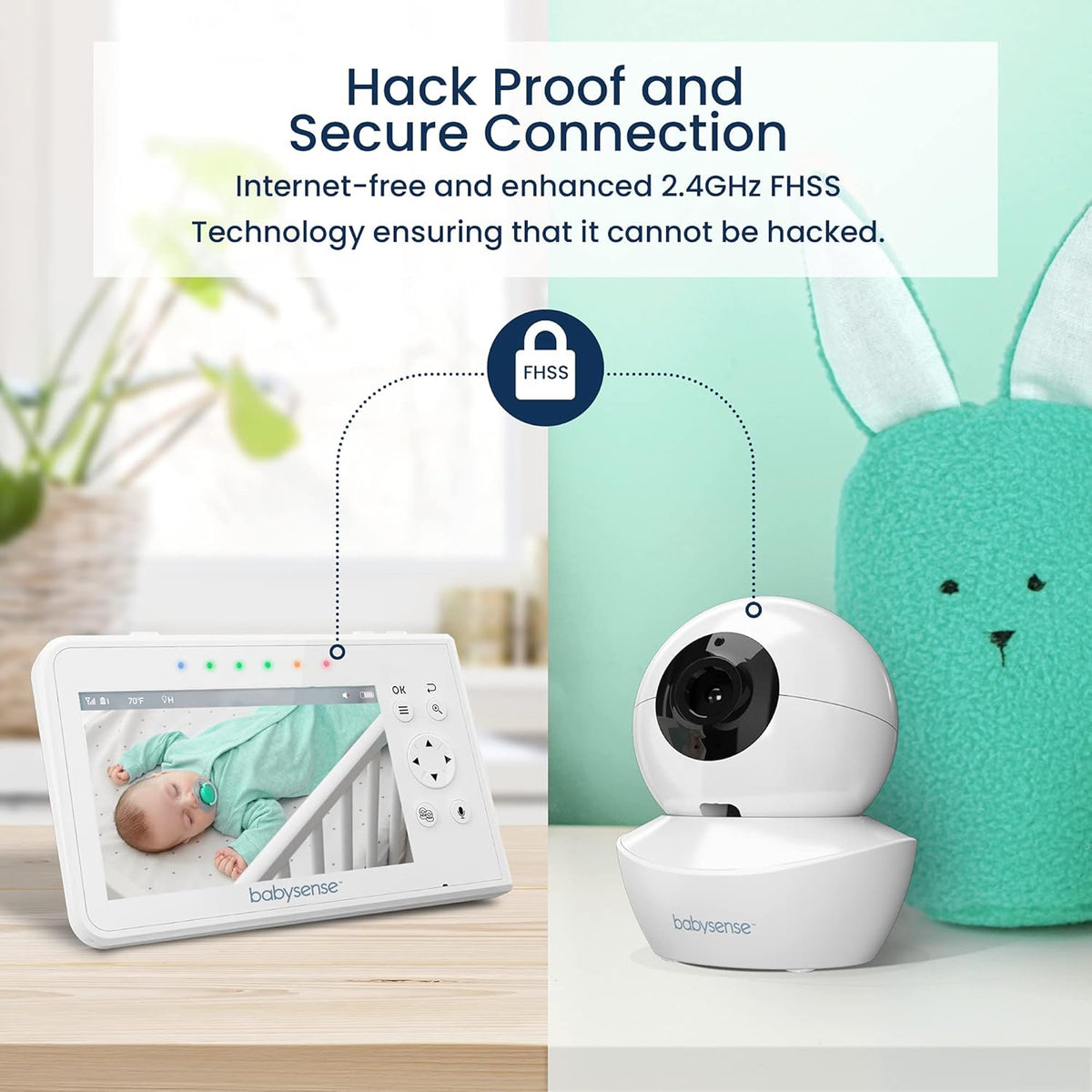 Babysense Video Babyfoon, 4,3" Split Screen Babyfoon met 2 camera's, Verstelbare nachtlamp, Tweerichtingsaudio, PTZ-functie, Groot bereik, Nachtzicht, Slaapliedjes