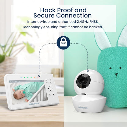 Babysense Video Babyfoon, 4,3" Split Screen Babyfoon met 2 camera's, Verstelbare nachtlamp, Tweerichtingsaudio, PTZ-functie, Groot bereik, Nachtzicht, Slaapliedjes