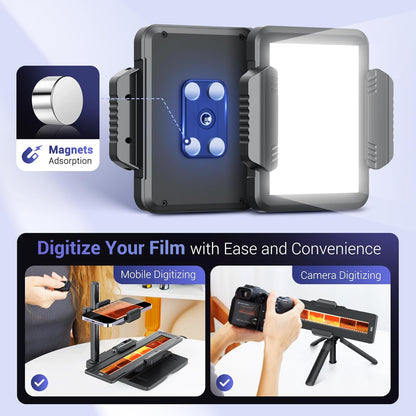 JJC Mobiele Film Digitaliseren Adapter voor Fotodia, Slides en Negatief, Lichtpanel/35mm 120 Film Houder/Afstandsbediening voor IOS Android Telefoon