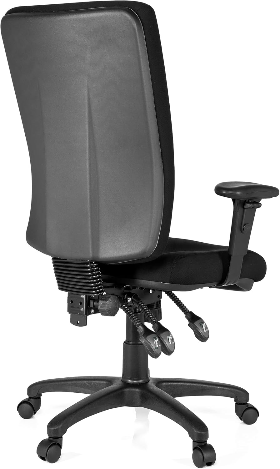 hjh OFFICE 702100 bureaustoel draaistoel Zenit High stof zwart, extreem dikke vaste bekleding, zeer goede verstelmogelijkheden, in hoogte verstelbare armleuningen, ergonomische bureaustoel