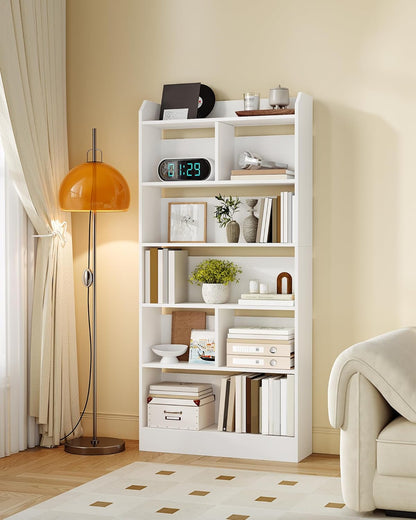 Hzuaneri 6 Tier Bookcase and Bookshelf, Freestanding Display Organizer with 8 Divided Sections, for Home Office, Living Room and Bedroom, 24 x 80 x 170cm, White, BC11803X