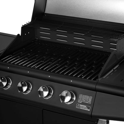 Taino RED 4+1 Gas Barbecue Grill Trolley BBQ Burners Stainless Steel Black - QUORE