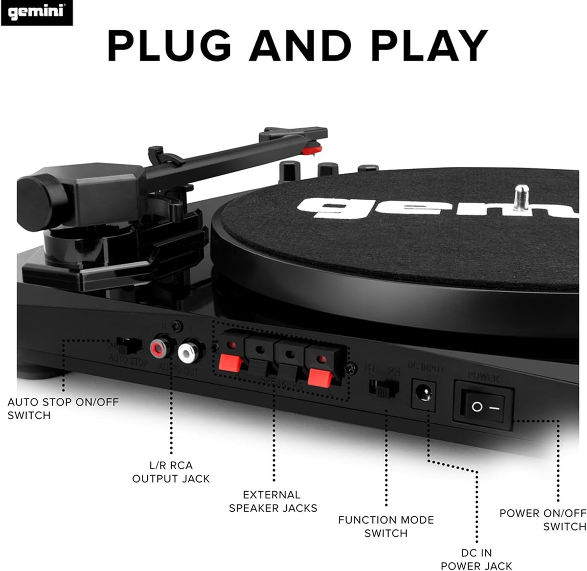 Gemini TT-900BB Platenspeler met geluidssysteem, bluetooth, compleet systeem