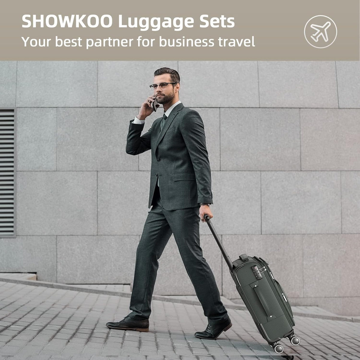 SHOWKOO Kofferset 3 Delige Stoffen Koffer Set Uitbreidbare Lichtgewicht Reiskoffers met Wieltjes Hand Bagagesets met TSA Slot en 4 Wielen