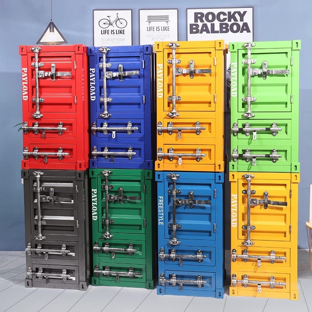 Metal Locker Cabinet Industrial Style - Creative Container Bedside Storage Cabinets For Home, Restaurant, Bar, Gym - Metal Storage Cabinet With Drawer(Color:C) - QUORE