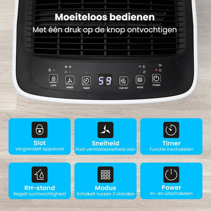 Luchtontvochtiger – Ontvochtiger – Vochtvreter – Air Dryer – Vochtabsorbeerder – Compact – Verwijdert 12L Vocht Per Dag – Was-Droogfunctie Voor Snelle Wasdroging