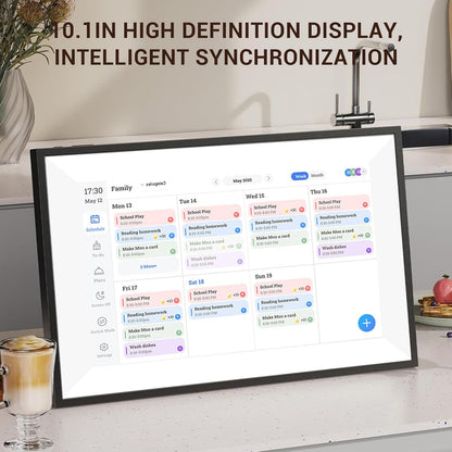 Focket 10,1 inch digitale wandplanner met kalender en takenlijst, interactief display met smart touchscreen, elektronische kalender voor gezinsagenda's, digitale fotolijst