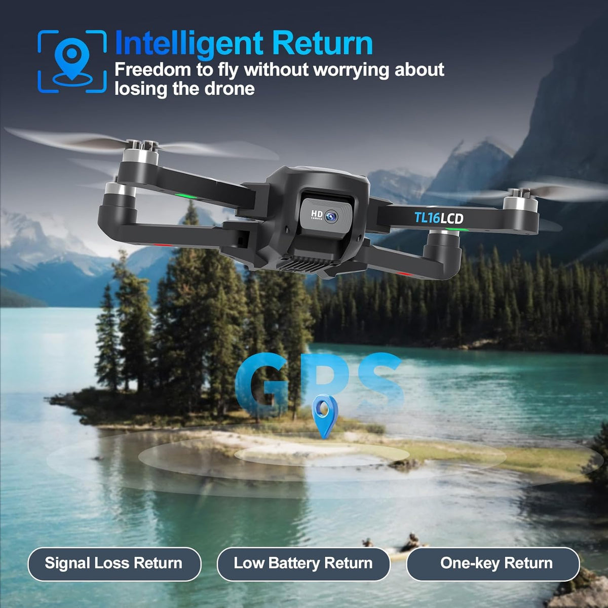 Drone met 4K Camera voor Volwassenen GPS Drone met LCD Afstandsbediening Follow Me Automatische Terugkeer 5G Langbereik Transmissie RC Quadcopter voor Beginners Een Knop Opstijgen Landen