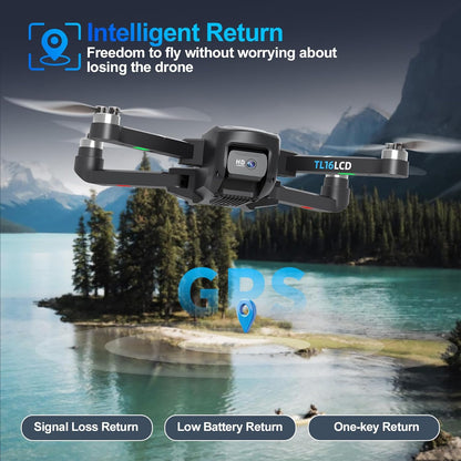 Drone met 4K Camera voor Volwassenen GPS Drone met LCD Afstandsbediening Follow Me Automatische Terugkeer 5G Langbereik Transmissie RC Quadcopter voor Beginners Een Knop Opstijgen Landen