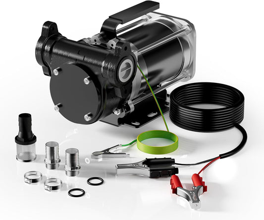 Wiltec brandstof hevelpomp 12 V, 180 W brandstofpomp 57 l/min, overhevelingspomp voor diesel/benzine, transferpomp 3200 rpm