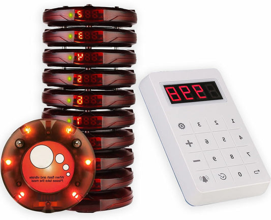 Draadloos Pager Systeem – Oproepsysteem – Beeper – Wachtlijstbeheer – Tafeloproeper – LED Tube Display – 4 Oproepmodi – Lange Batterijduur - QUORE