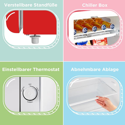 Mini Koelkast – Kleine Koelkast – Retro Koelkast – Tafelkoelkast – Mini koelkast – 93 Liter Inhoud – Instelbare Thermostaat