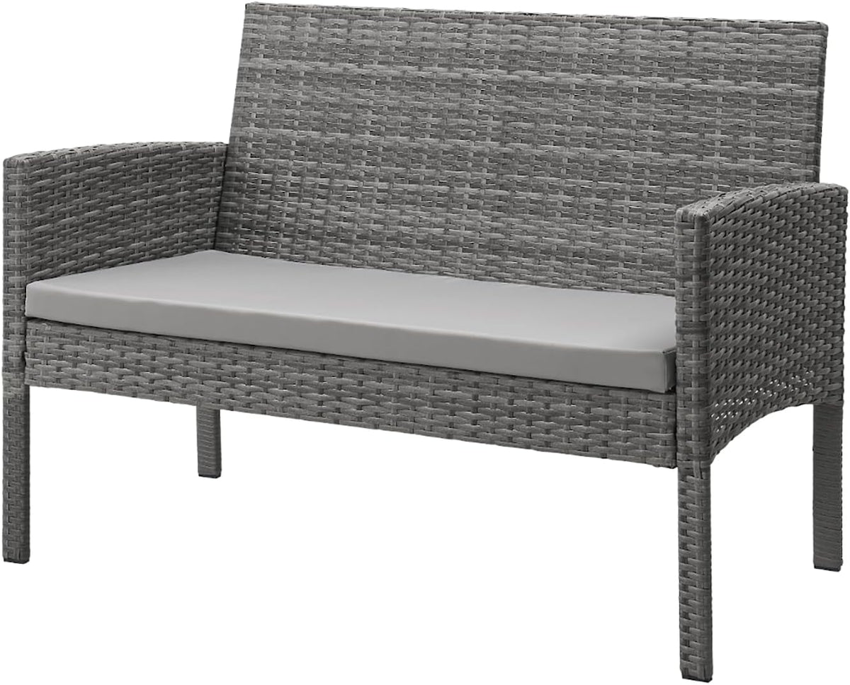 SVITA Brooklyn XL Poly Rattan Dining Set Lounge Set Garden Furniture Set Dining Table Grey - QUORE