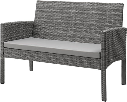 SVITA Brooklyn XL Poly Rattan Dining Set Lounge Set Garden Furniture Set Dining Table Grey - QUORE