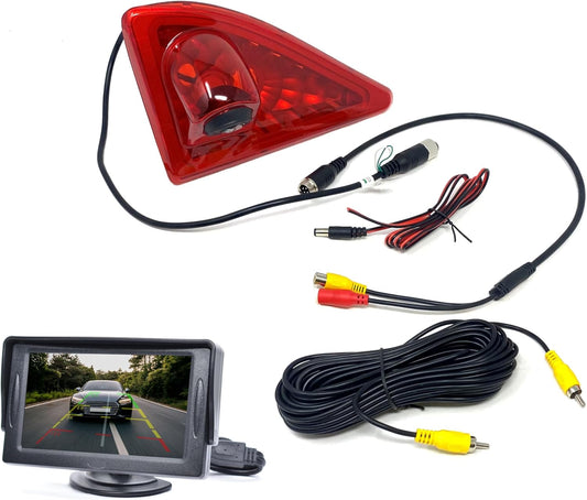 Dolphin Automotive Remlicht achteruitrijcamera past op Opel Vauxhall Movano Van 2010-2021 (camera met 4,3 inch dashmonitor)