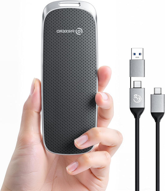 PHIXERO P10PRO 2TB Portable SSD, Type-C Interface, Up to 1050 Gbit/s, Integrated mSTAT SSD for Ultra-Fast Data Transfer, Black - QUORE