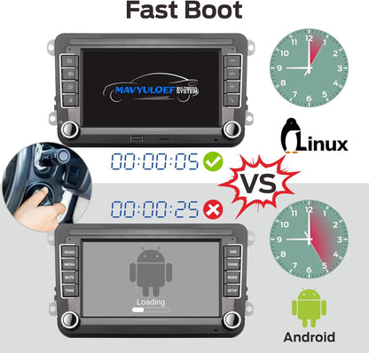 Autoradio Radio for VW Passat Jetta Caddy Touran Golf 5 6 GTI T5 EOS Polo with Wireless Carplay Android Auto TF Card Touchscreen Bluetooth