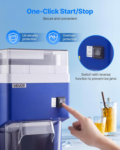 VEVOR Commerciële ijsscheermachine, sneeuwegelmachine, 1,8 l, fijn en luchtig met 300 W motor en roestvrijstalen messen, commerciële ijscrusher voor dessertwinkels, familiebijeenkomsten, restaurant