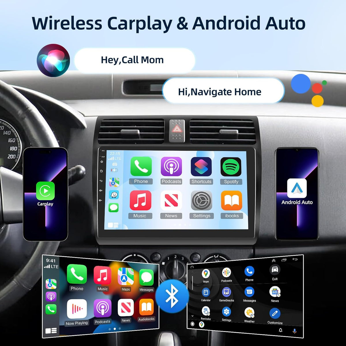 [4G+64G] Android Car Radio for Suzuki Swift 2005-2010 with Wireless Carplay & Android Auto, 10 inch IPS Touch Screen Car Stereo with GPS, WiFi, 32EQ, Bluetooth 5.0, FM/RDS Radio