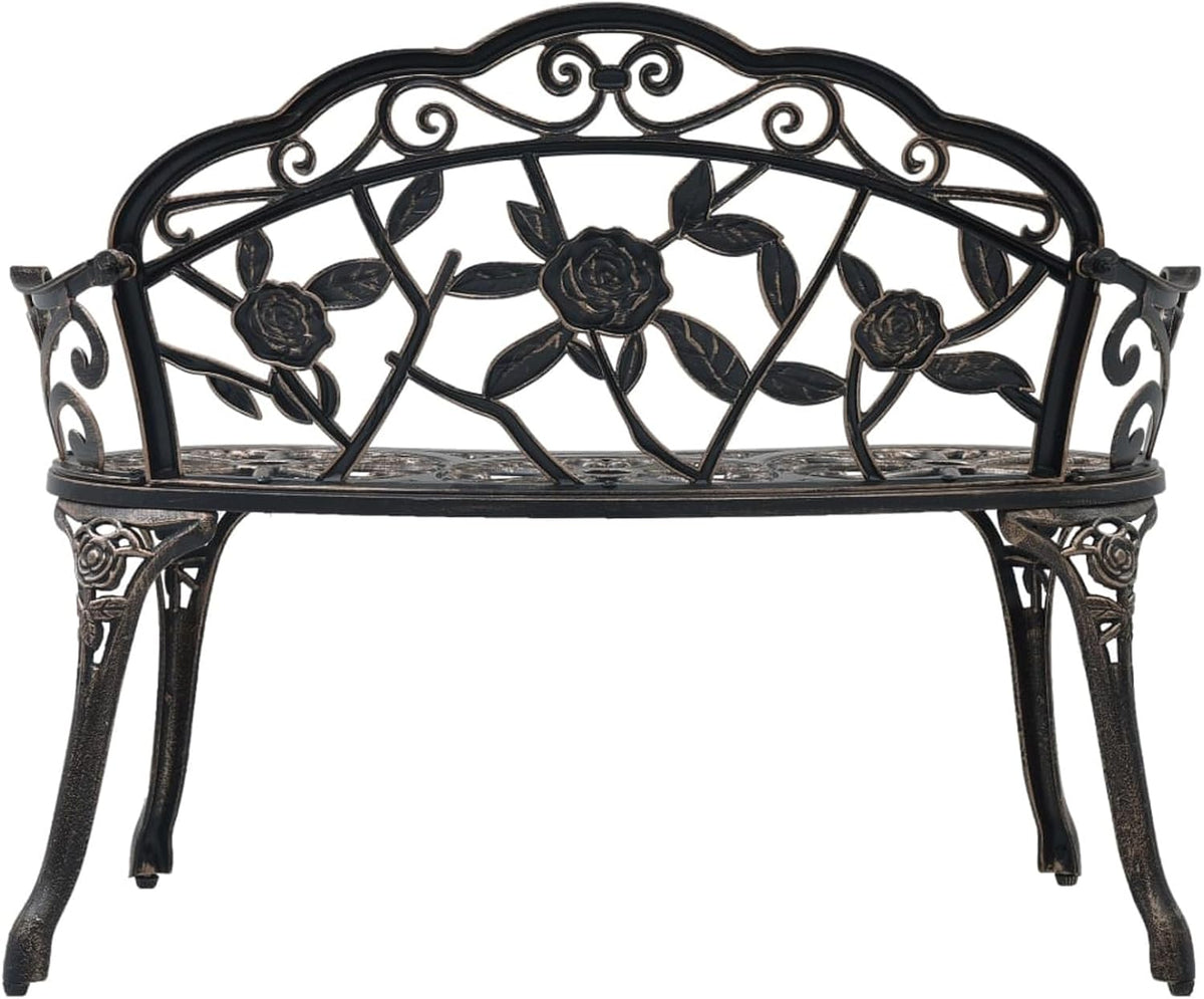 Garden Bench, Garden Bench, Patio Furniture, Cast Aluminium, Bronze, 100 cm - QUORE