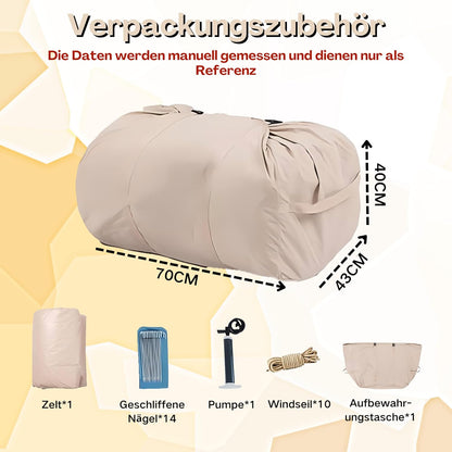 Opblaasbare tent voor kamperen, eenvoudige installatie met handpomp, draagbare 4 seizoenen opblaasbare luchttent, in waterdicht Oxford, outdoor gebruik voor 6 personen